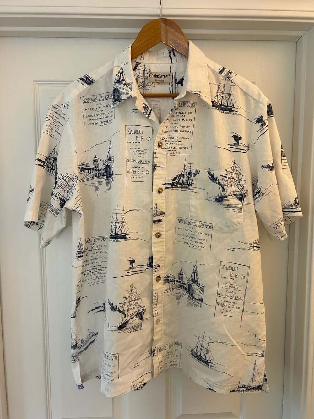 Cooke Street Honolulu Nautical Print Button Down Shirt XL